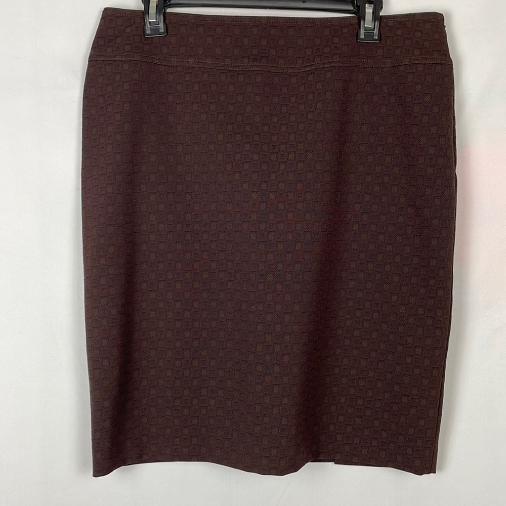 Elie Tahari Professional Straight Brown Pencil Skirt w/Gold Accents - Size 12